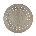 Gray Circle of Life Round Jute Rug