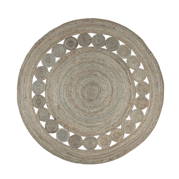 Gray Circle of Life Round Jute Rug