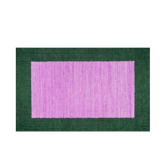 Green Border Pink Braided Jute Rug