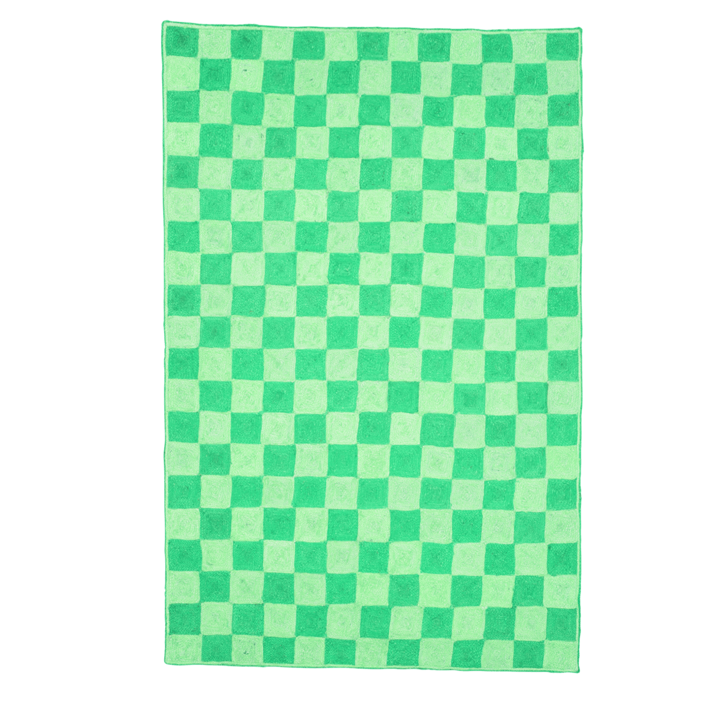 Green Checker Jute Rug