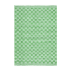 Green Checkered Jute Rug with Fringe