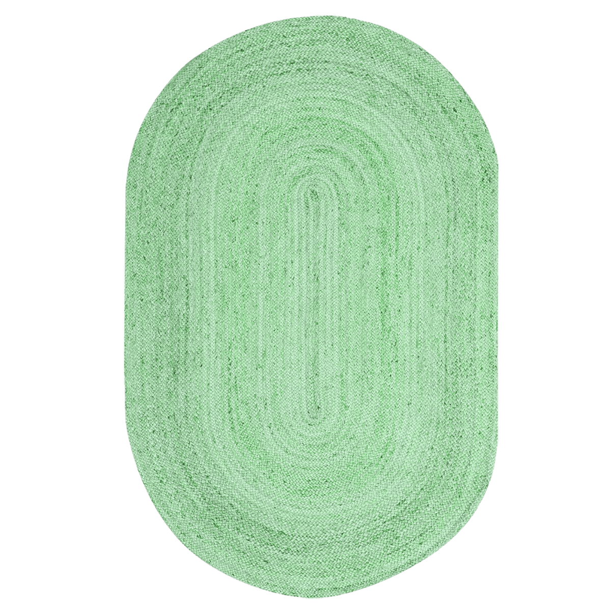 Green Elongated Oval Jute Rug