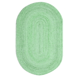 Green Elongated Oval Jute Rug