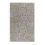 Green Leopard Print Hand Tufted Wool Rug