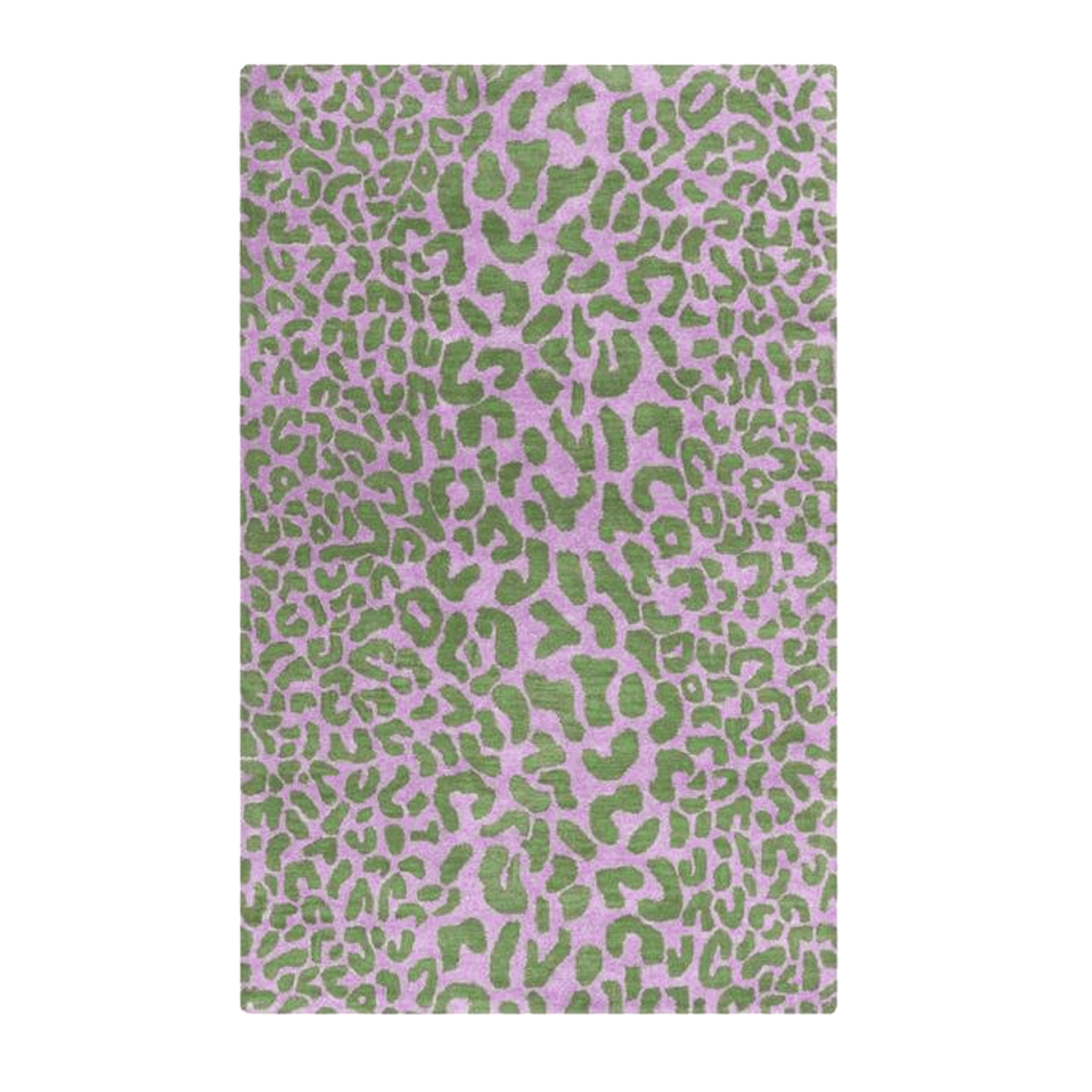 Green Leopard Print Hand Tufted Wool Rug