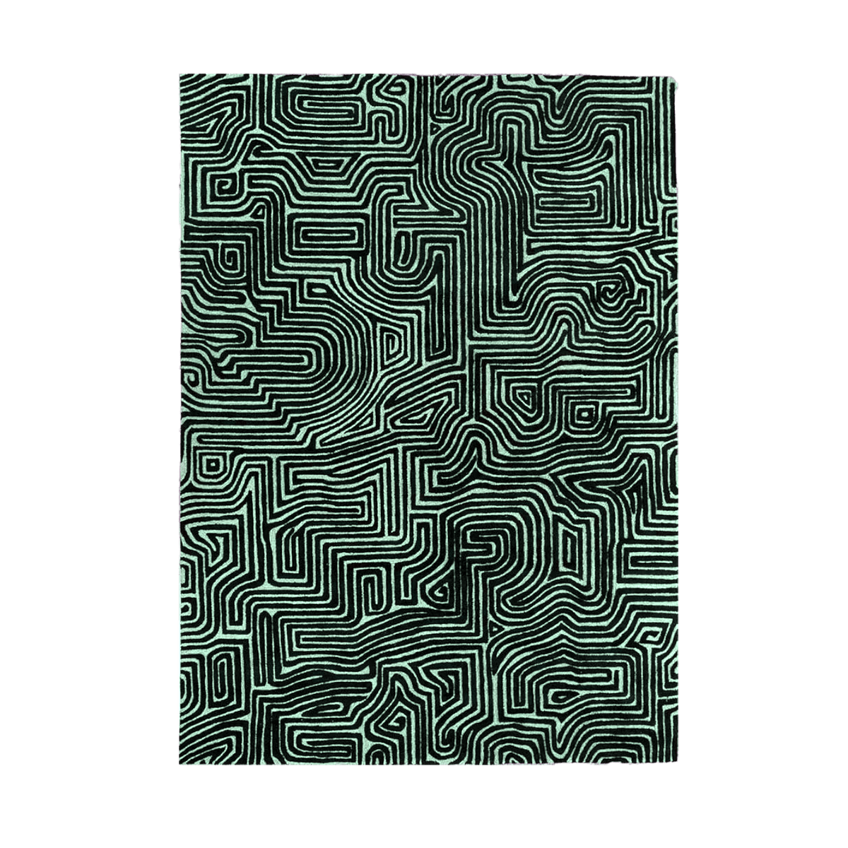 Green Maze Hand Tufted Wool Rug