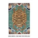 Green Oriental Tiger Hand Tufted Wool Rug