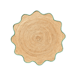 Green Trim Natural Round Jute Rug