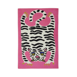 Hand Tufted Pink Tiger Wool Area Rug