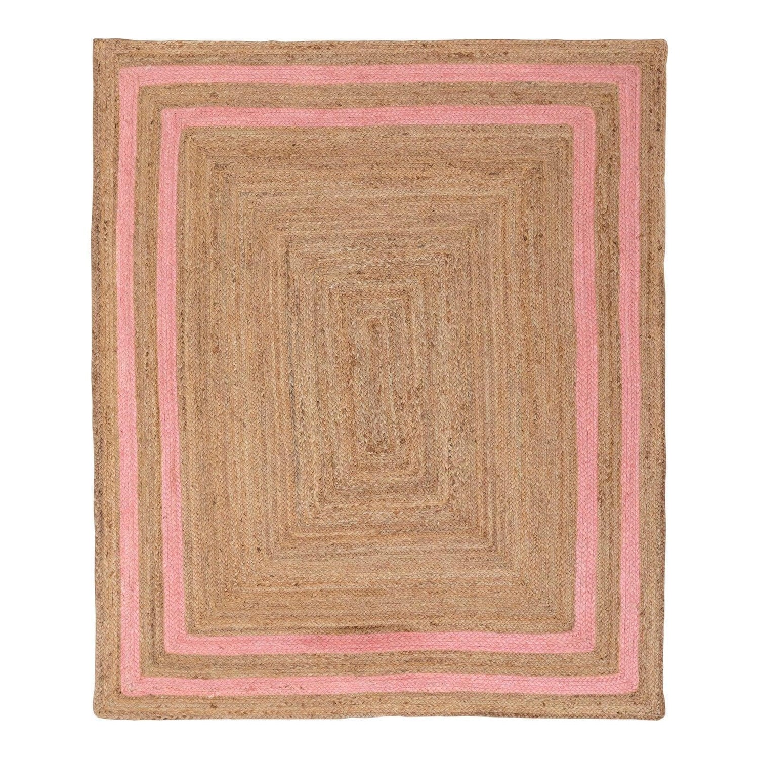 Handmade Chic Pink Borders Jute Rug