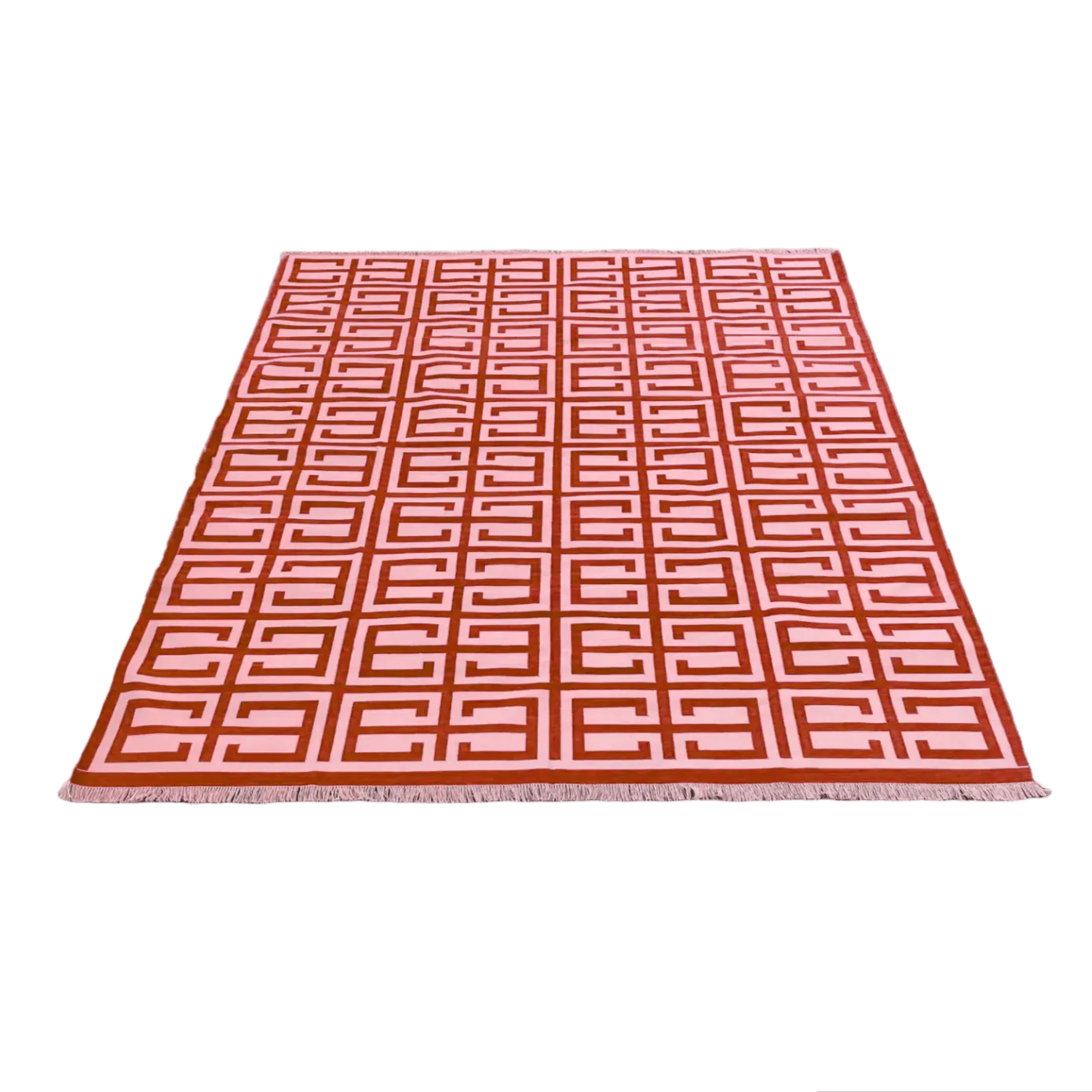 Handmade Chindian Dhurrie Cotton Reversible Rug - Red