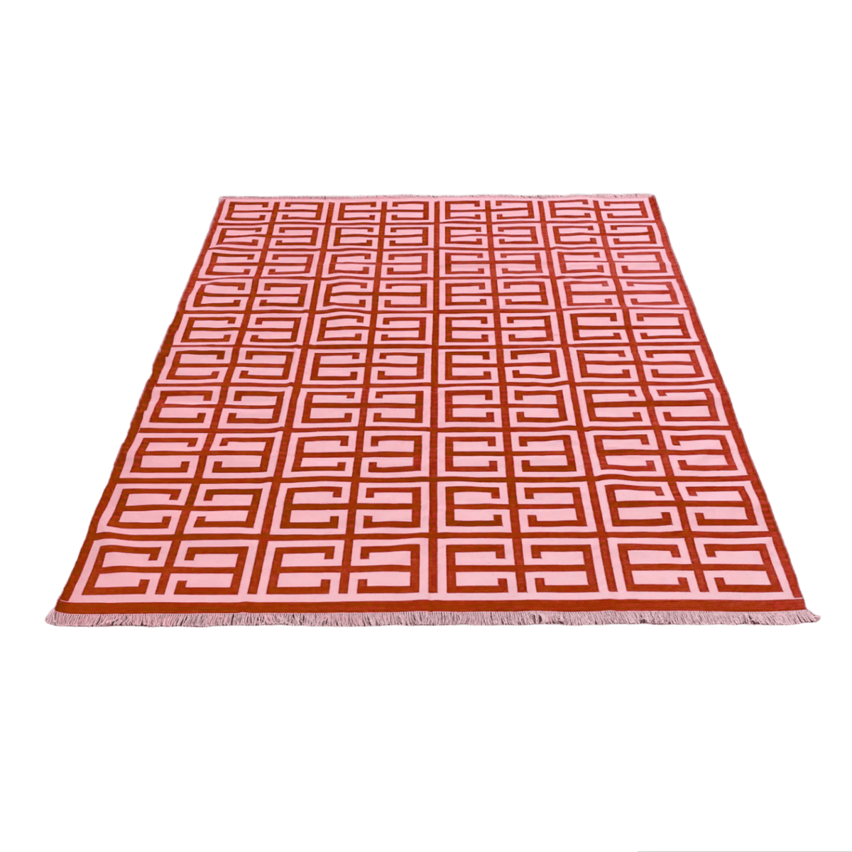 Handmade Chindian Dhurrie Cotton Reversible Rug - Red