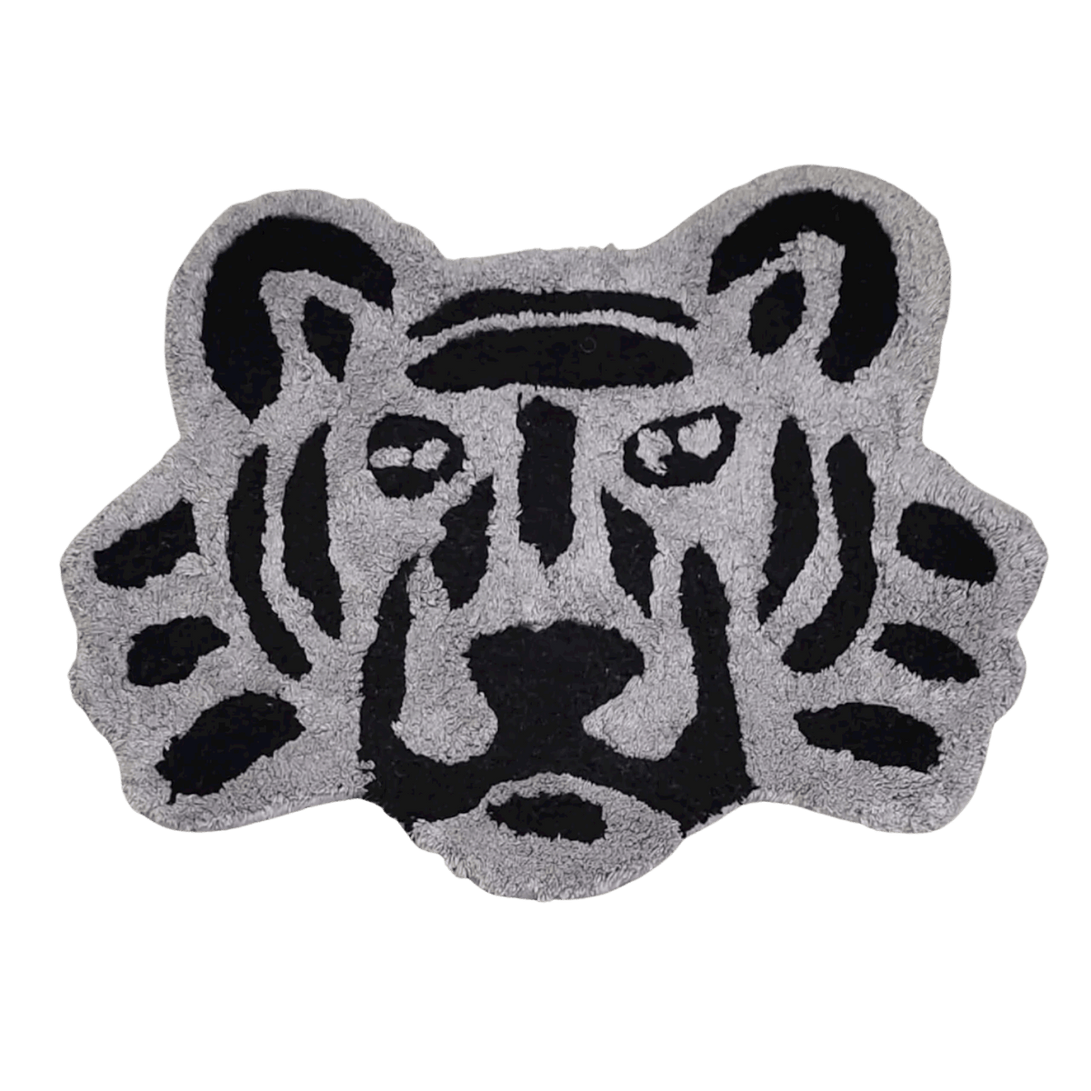 Handmade Cotton Lion Face Shaped Bath Mat Gray