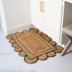 Handmade Green Scalloped Jute Rug