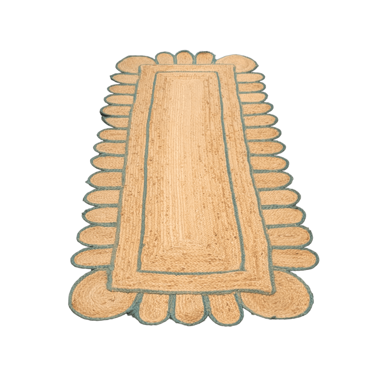 Handmade Green Scalloped Jute Rug