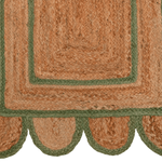 Handmade Olive Green Scalloped Border Jute Rug