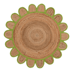 Handmade Olive Green Scalloped Round Jute Rug