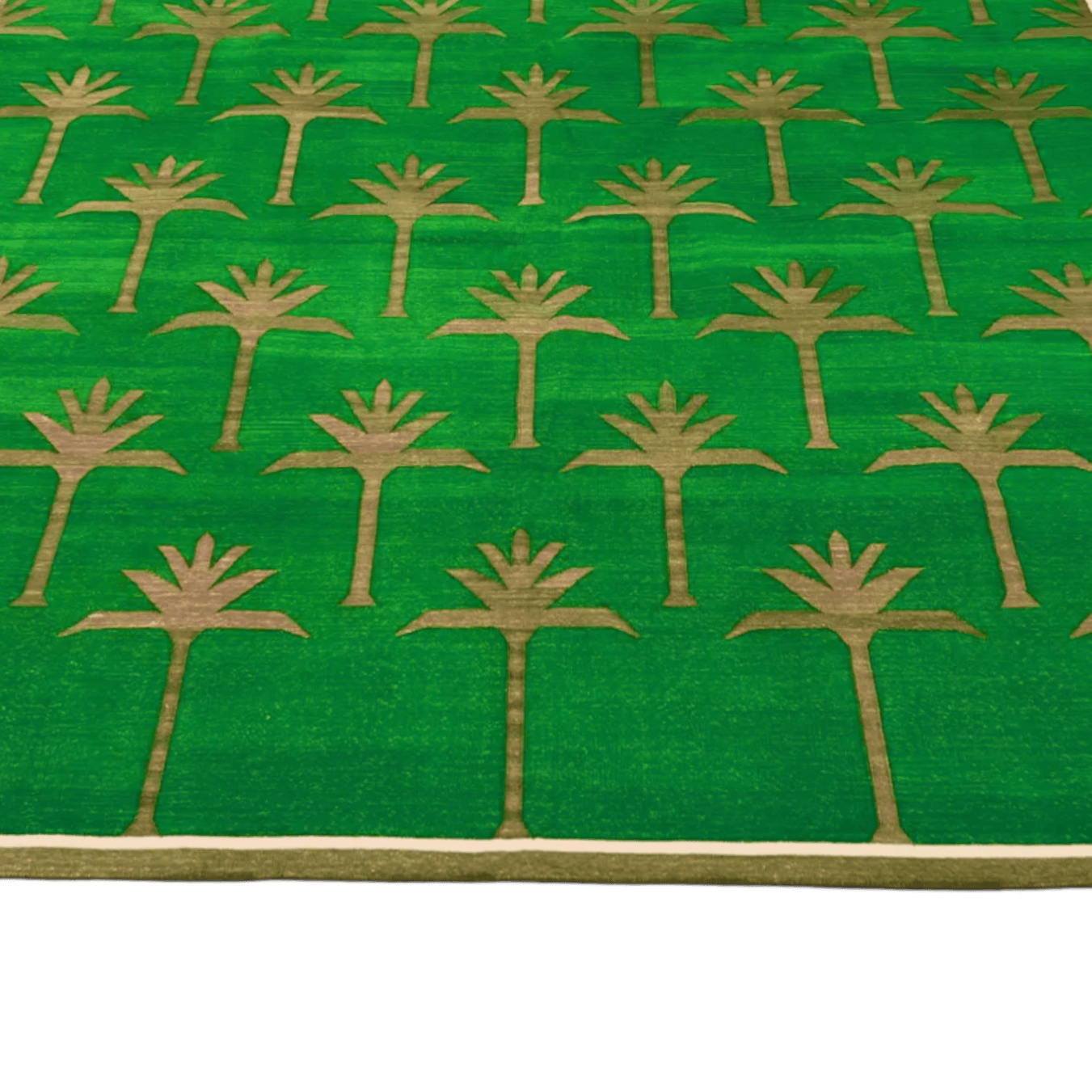 Handmade Palm Trees Cotton Rug - Green/Olive