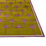 Handmade Palm Trees Cotton Rug - Pink/Olive Green