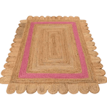 Handmade Pink Scalloped Border Jute Rug