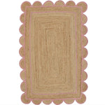 Handmade Pink Scalloped Jute Rug