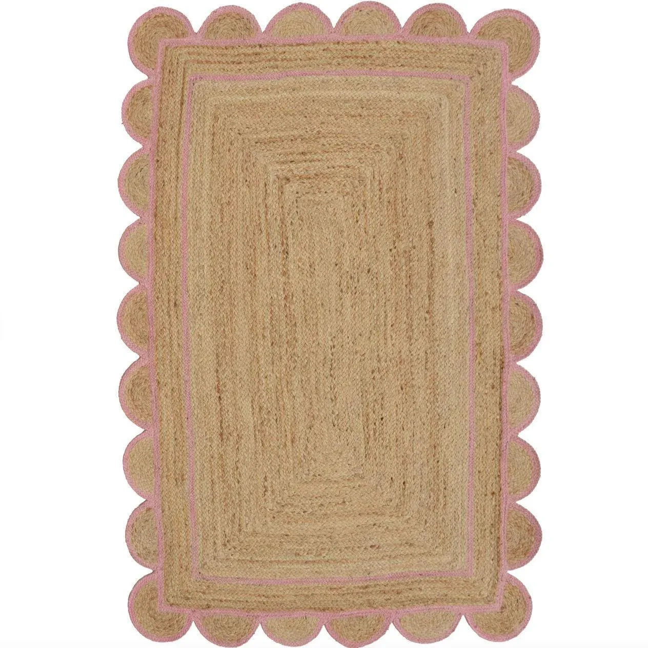 Handmade Pink Scalloped Jute Rug