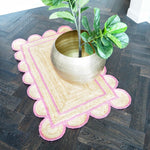 Handmade Pink Scalloped Jute Rug