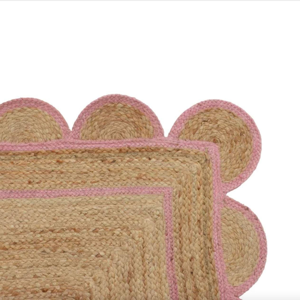 Handmade Pink Scalloped Jute Rug