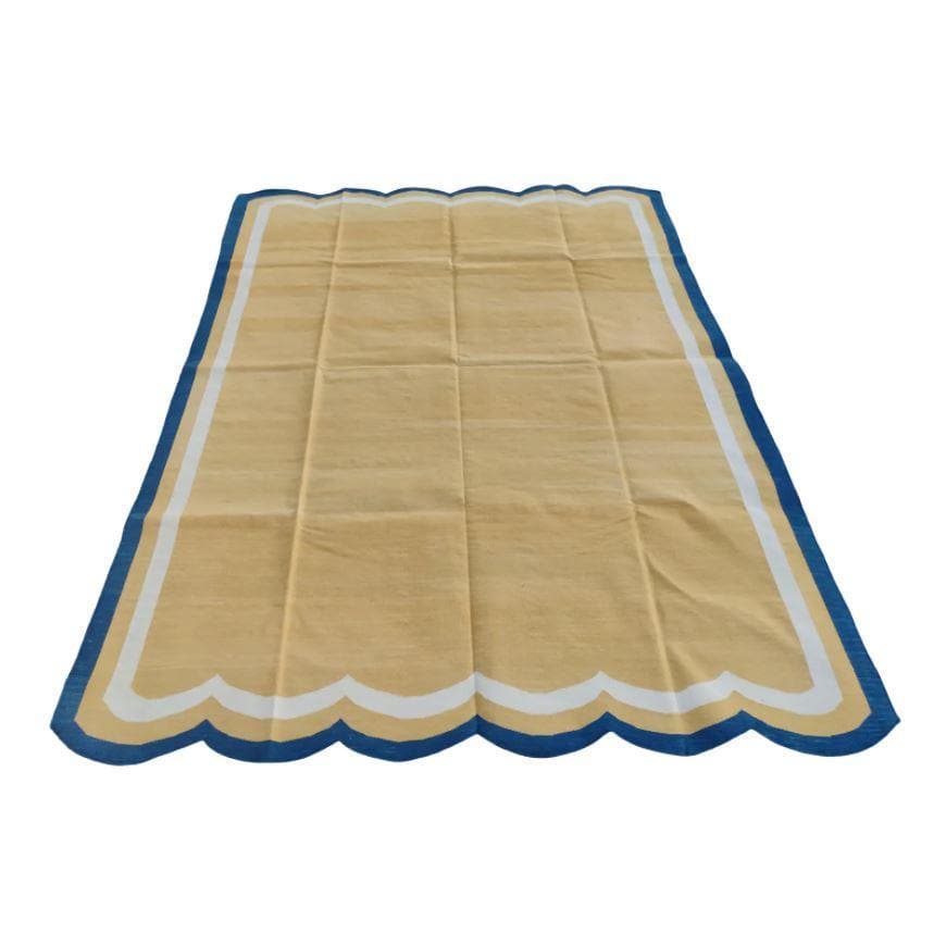 Handmade Reversible Cotton Scalloped Rug - Yellow