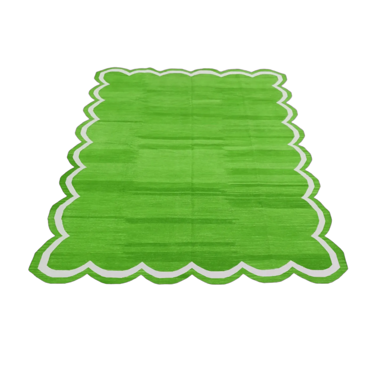 Handmade Scalloped Cotton Area Rug - Green