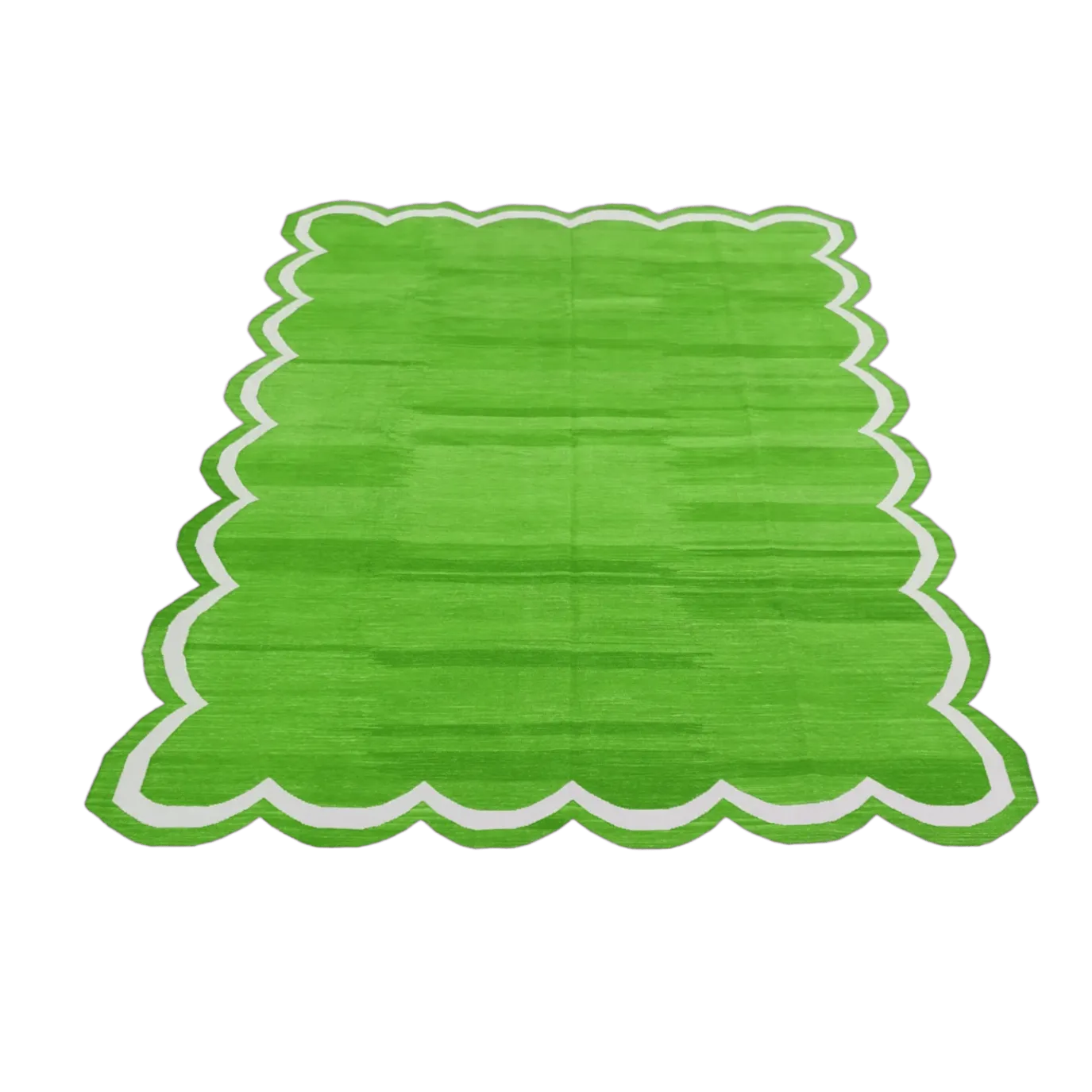 Handmade Scalloped Cotton Area Rug - Green