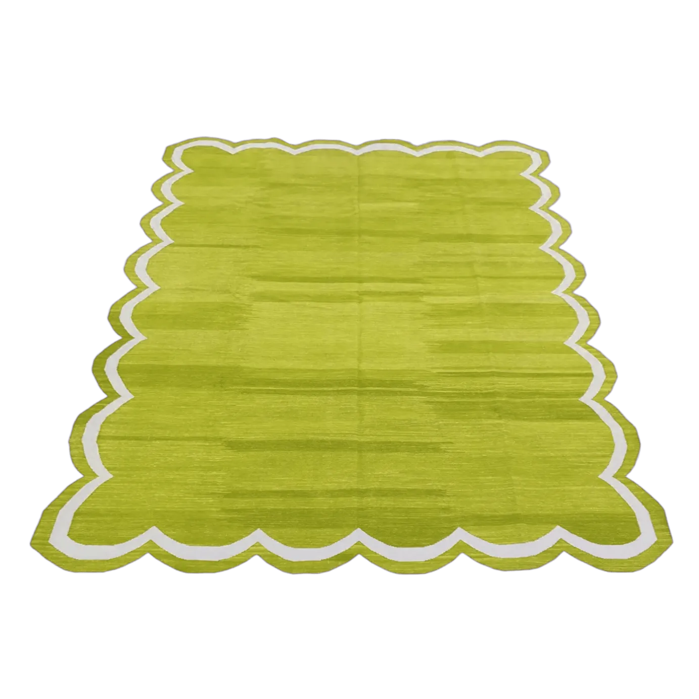 Handmade Scalloped Cotton Area Rug - Olive Green