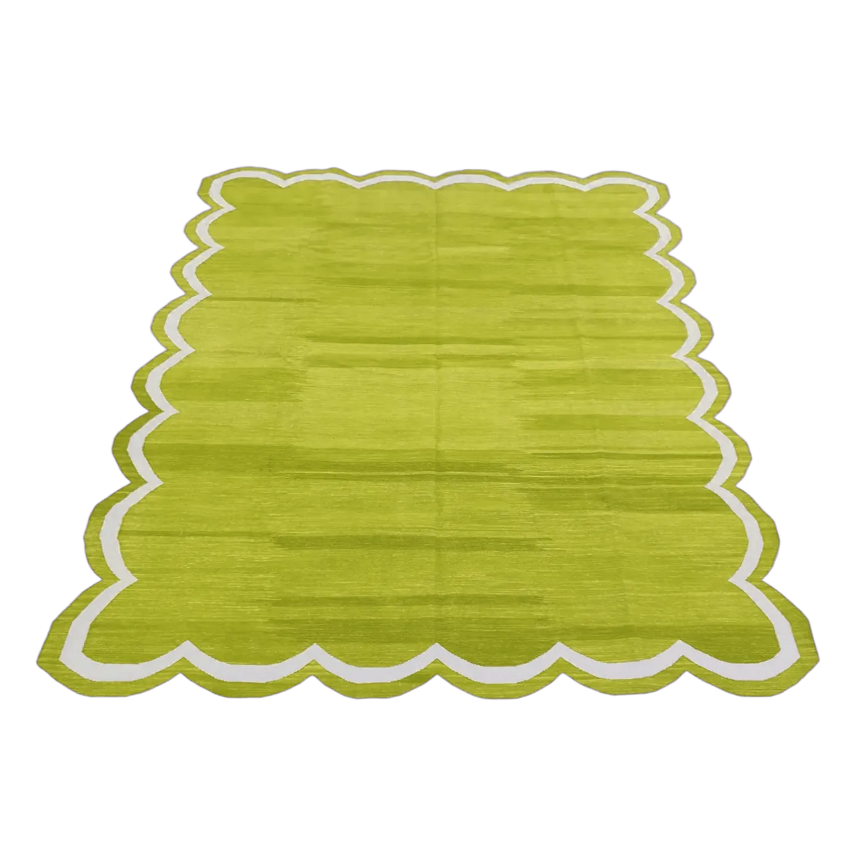 Handmade Scalloped Cotton Area Rug - Olive Green