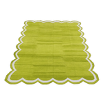 Handmade Scalloped Cotton Area Rug - Olive Green