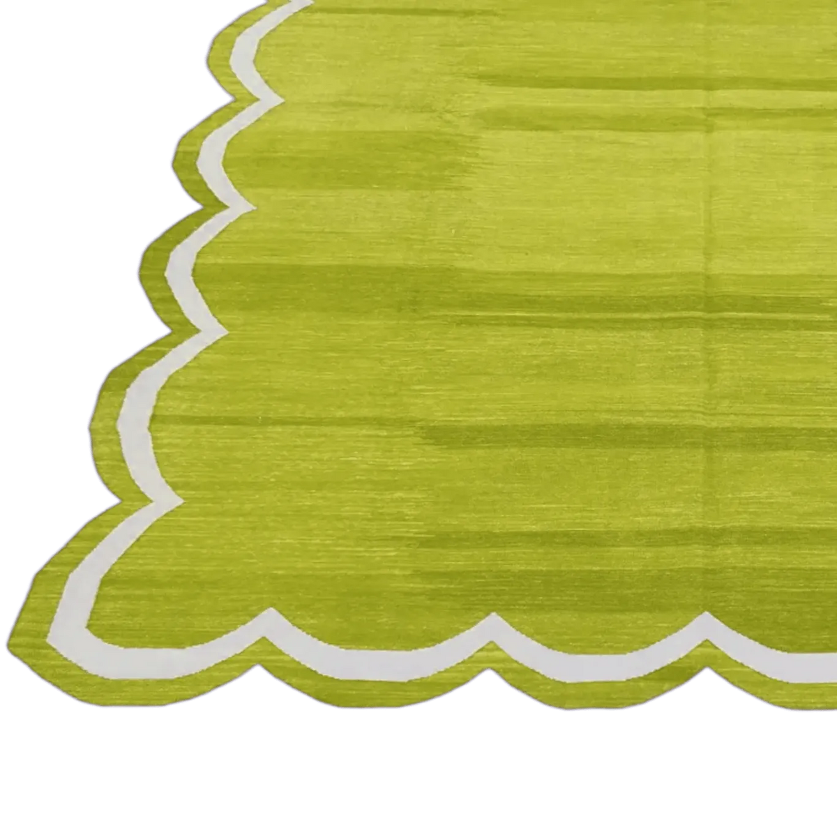 Handmade Scalloped Cotton Area Rug - Olive Green