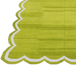 Handmade Scalloped Cotton Area Rug - Olive Green