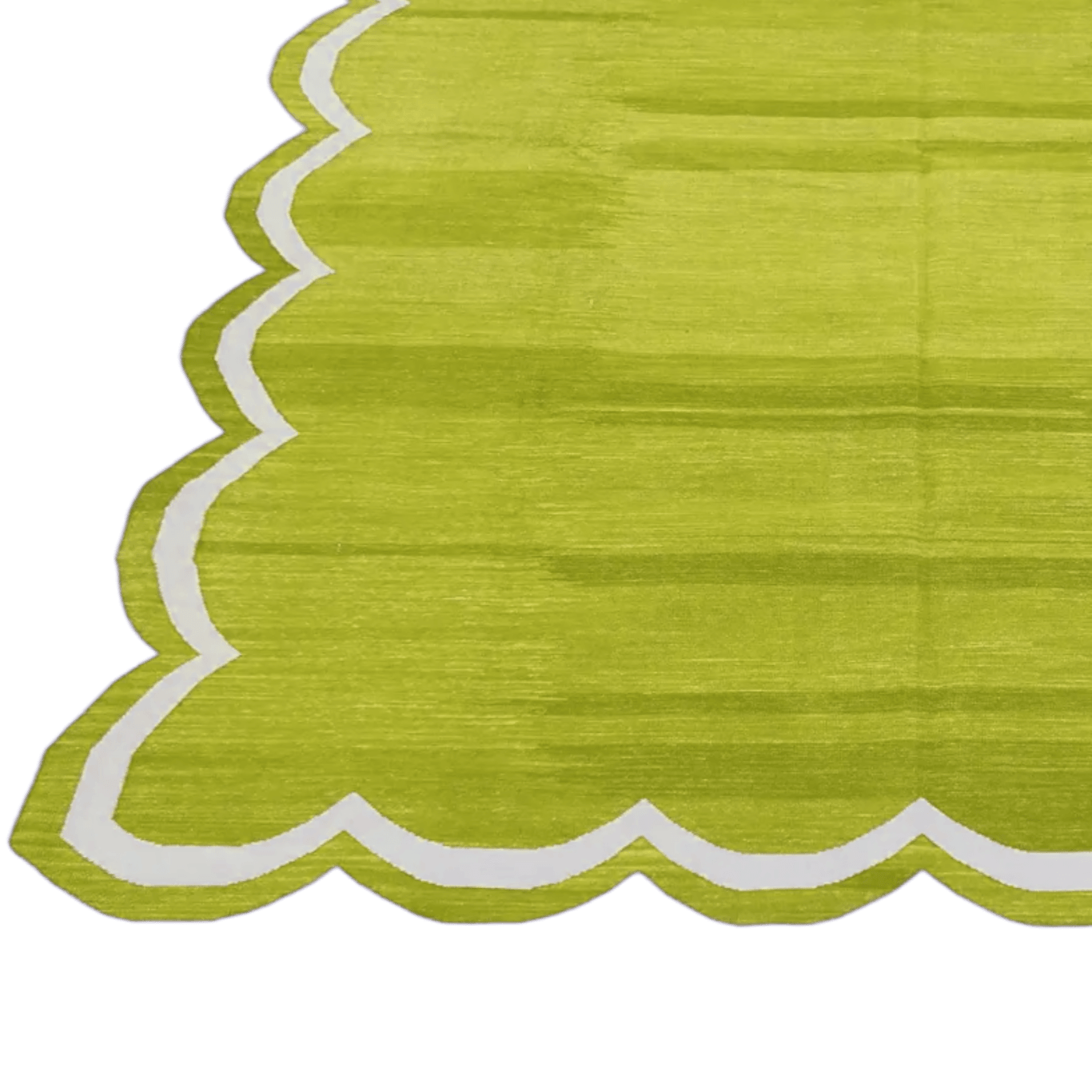 Handmade Scalloped Cotton Area Rug - Olive Green