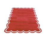 Handmade Scalloped Cotton Area Rug - Red