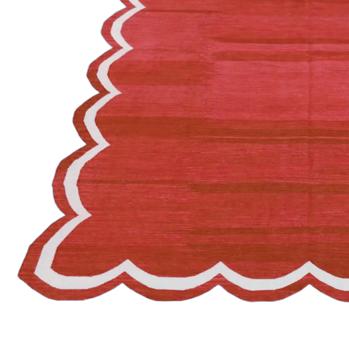 Red Handmade Scalloped Cotton Area Rug 8' x 10'