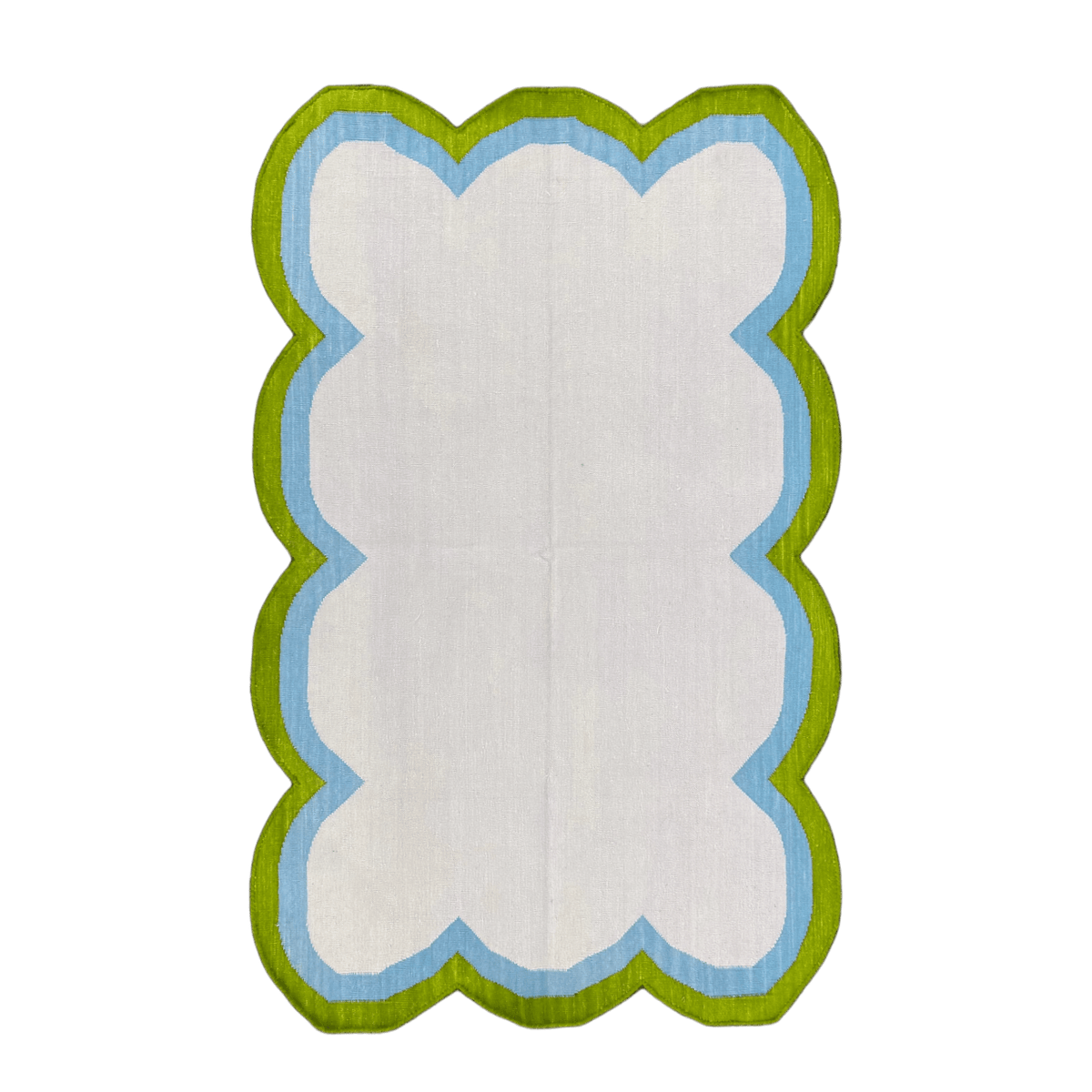 Handmade Scalloped Cotton Rug - Beige/Green