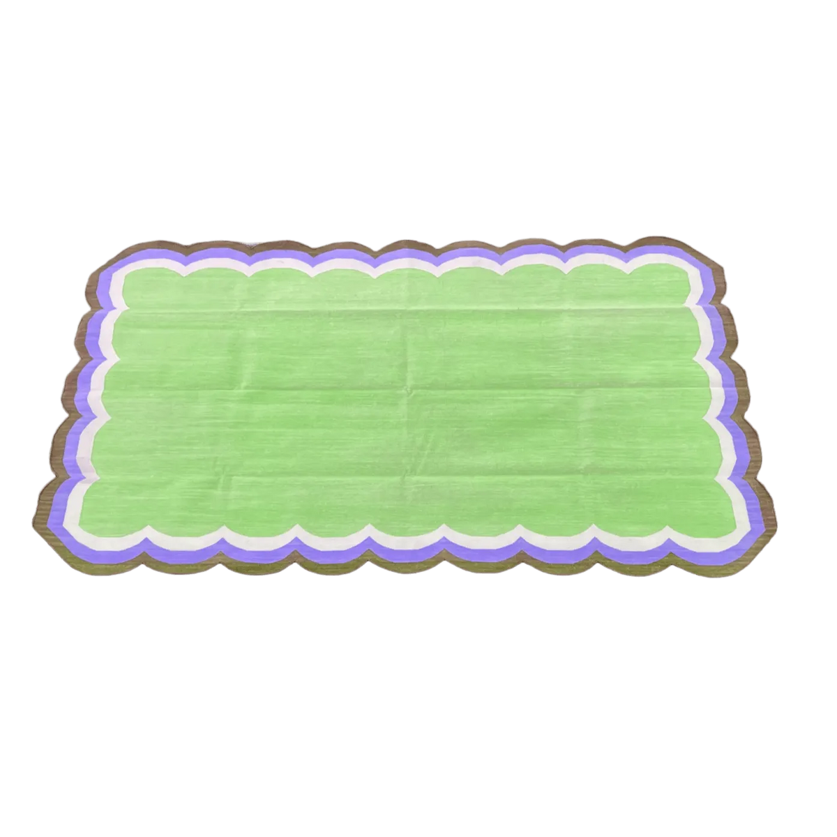 Handmade Scalloped Cotton Rug - Light Green/Purple