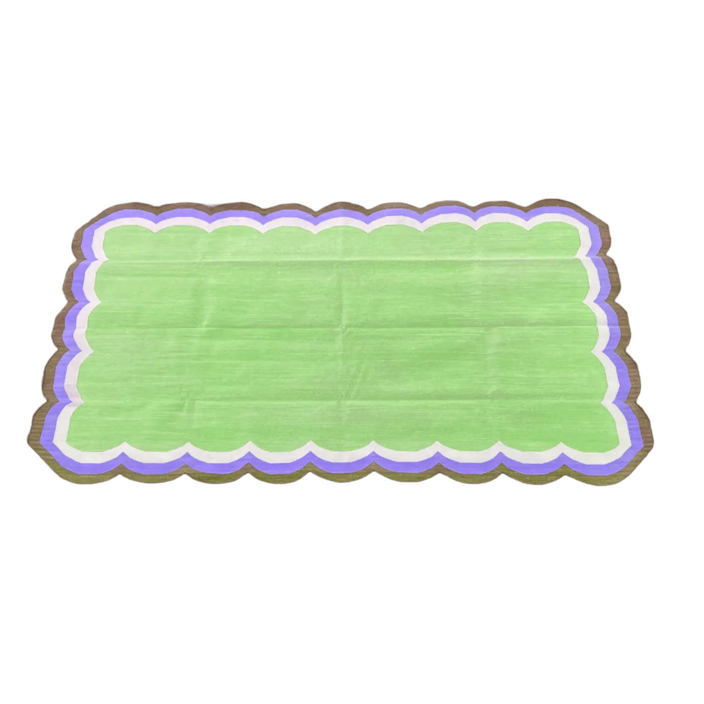 Handmade Scalloped Cotton Rug - Light Green/Purple