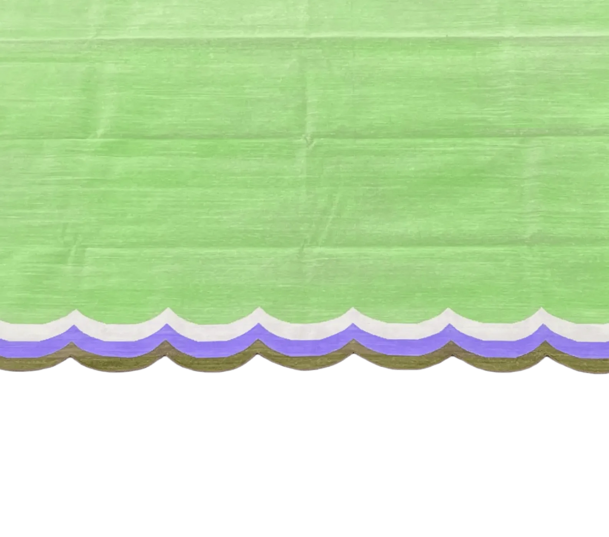 Handmade Scalloped Cotton Rug - Light Green/Purple