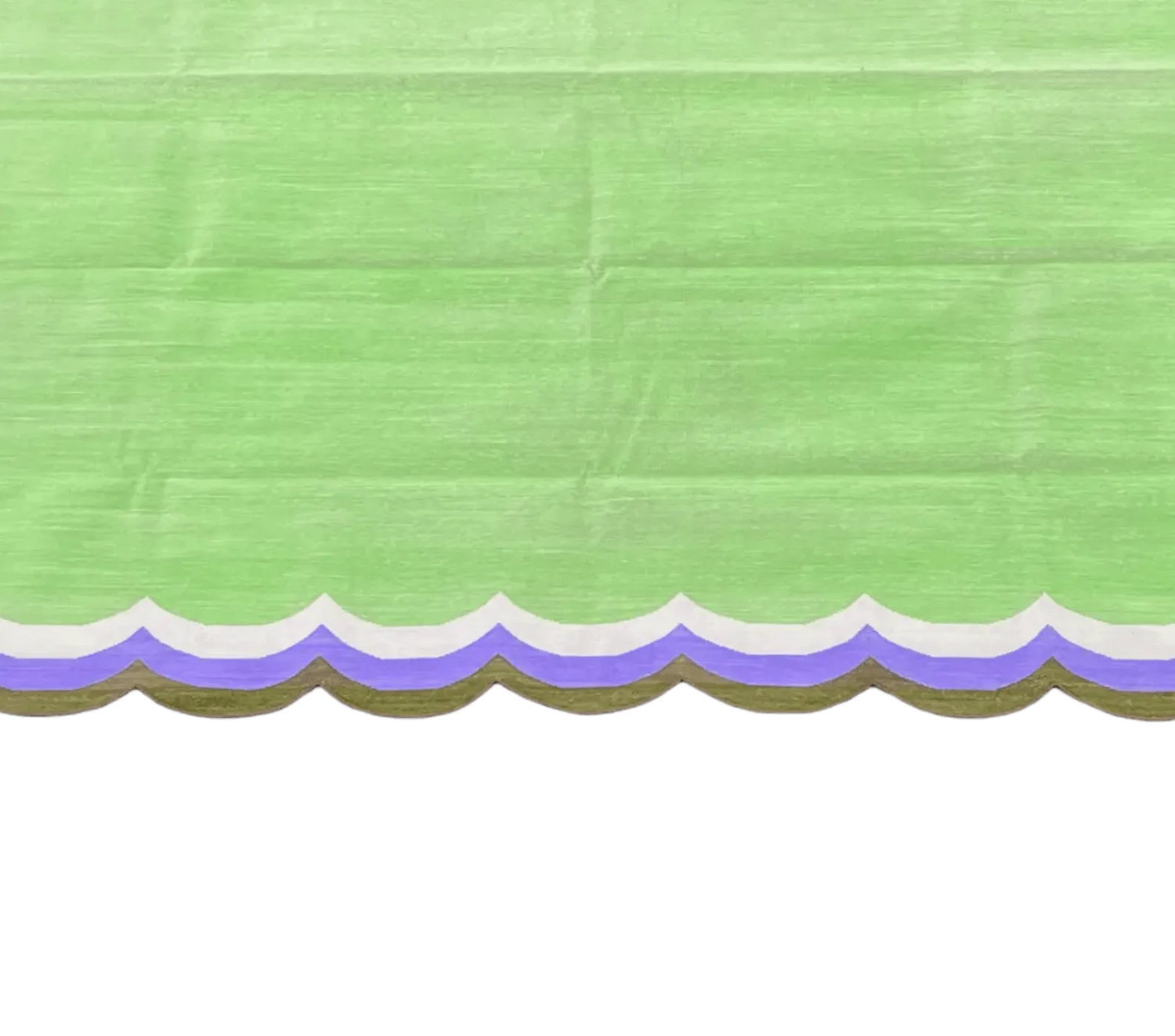 Handmade Scalloped Cotton Rug - Light Green/Purple