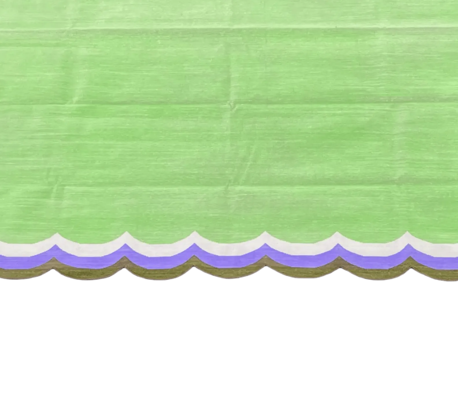 Handmade Scalloped Cotton Rug - Light Green/Purple