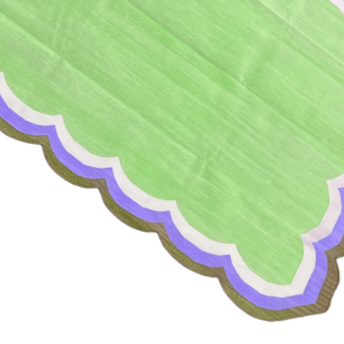 Handmade Scalloped Cotton Rug - Light Green/Purple