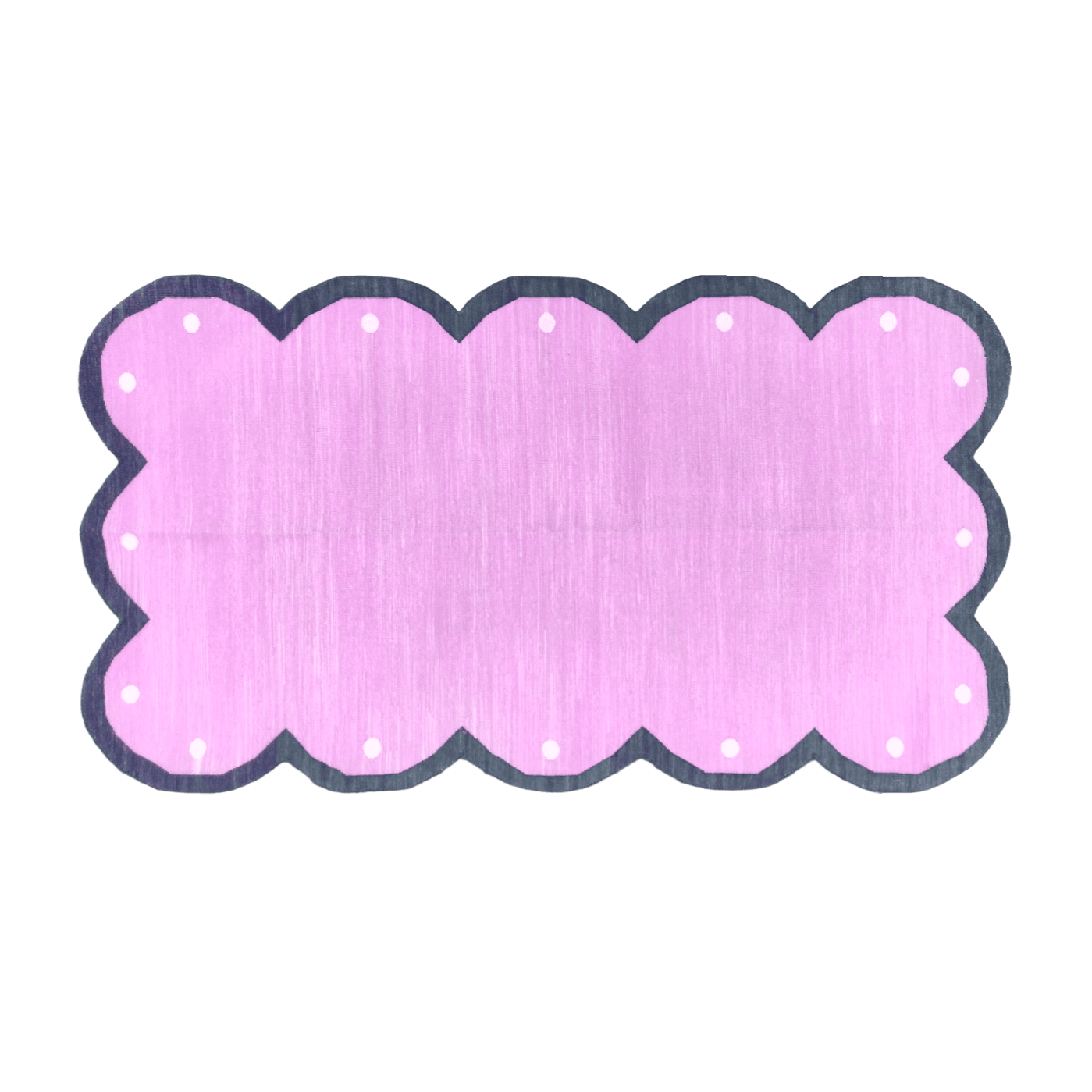 Handmade Scalloped Cotton Rug - Pink/Dark Gray