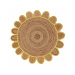 Handmade Yellow Scalloped Round Jute Rug