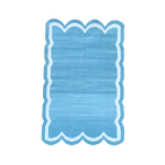 Handwoven Blue/White Scallop Cotton Rug