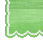 Handwoven Green/White Scallop Cotton Rug